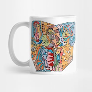 Cubist  Style Lady Faces Mug